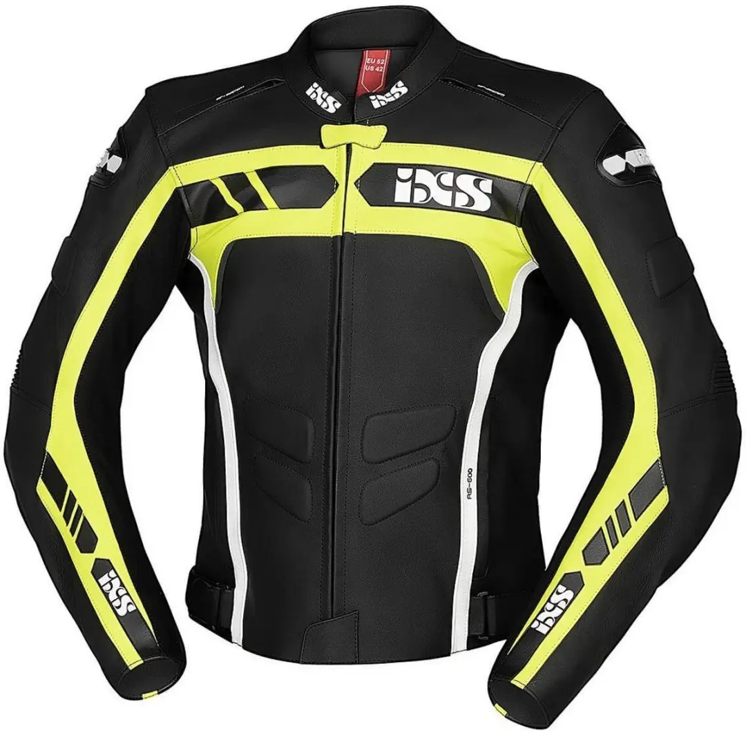 IXS Sport RS-600 1.0 Zwart Geel Leren Motorjas