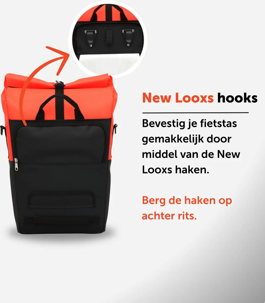 New Looxs Nyborg Single Fietstas - 13 inch Laptopvak - 17L - Zwart & Rood