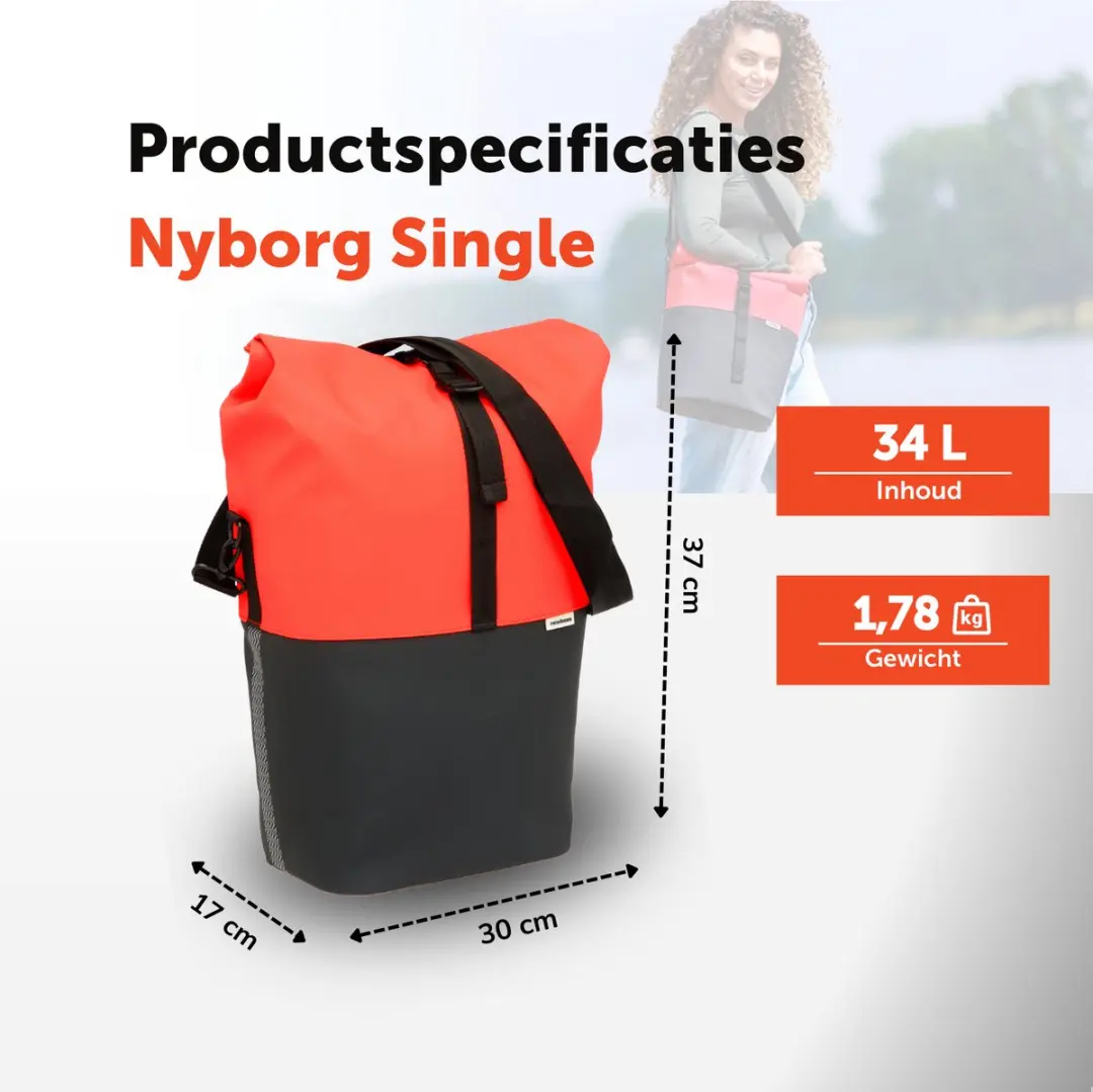 New Looxs Nyborg Single Fietstas - 13 inch Laptopvak - 17L - Zwart & Rood - afbeelding 6 van 6