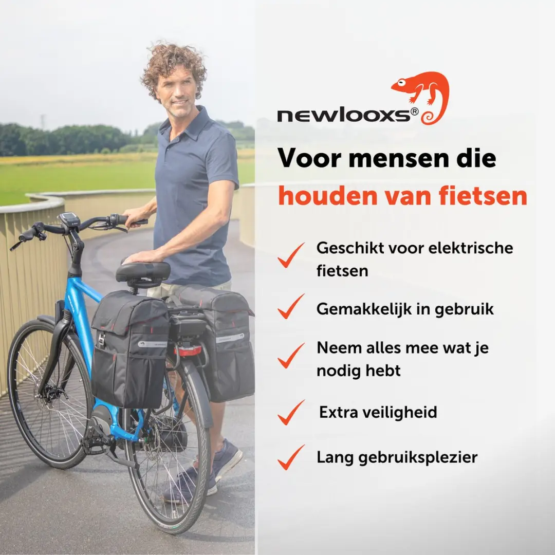 New Looxs Vigo Double Dubbele Fietstas 37L - Zwart