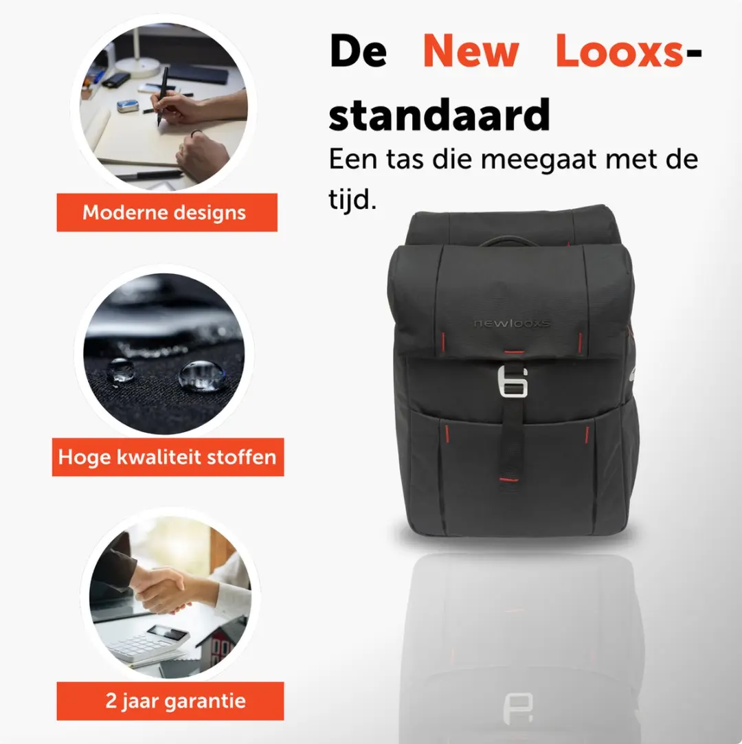 New Looxs Vigo Double Dubbele Fietstas 37L - Zwart