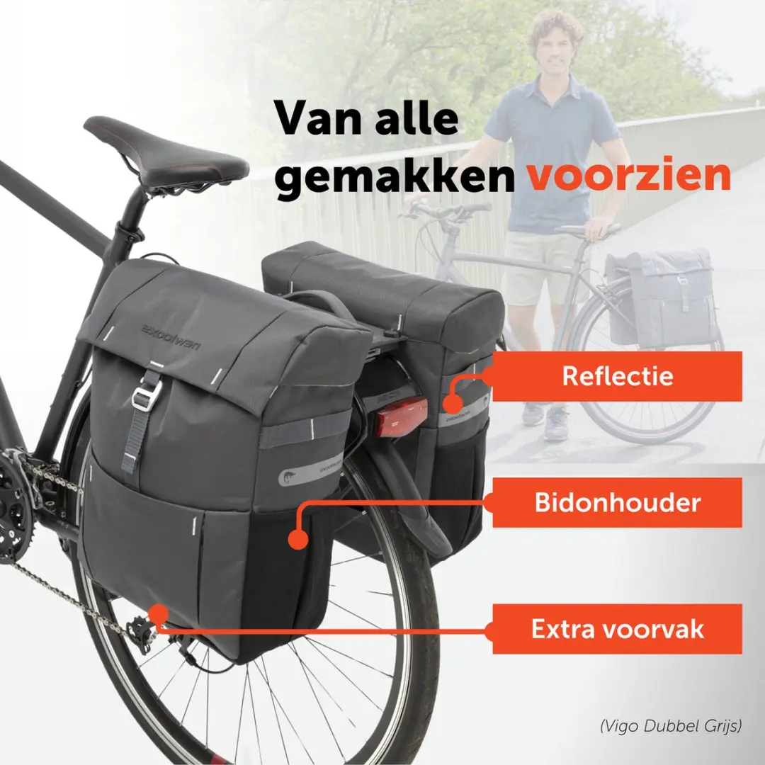 New Looxs Vigo Double Dubbele Fietstas 37L - Zwart - afbeelding 6 van 6