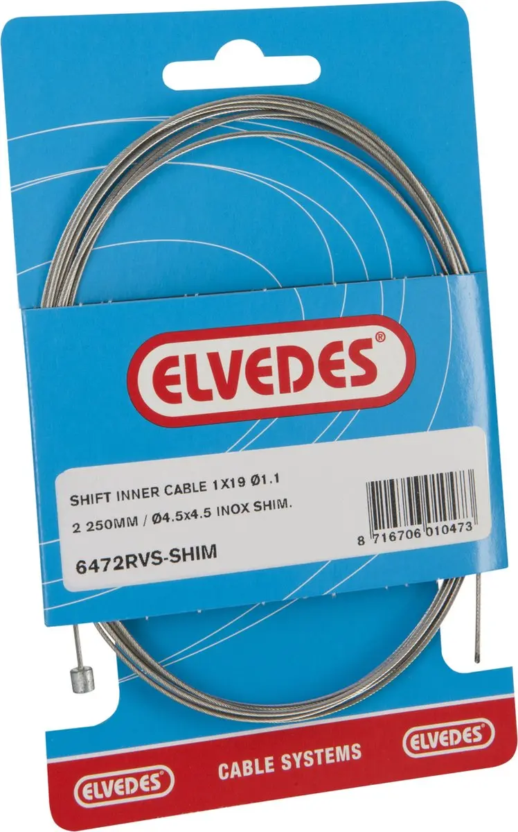 Schakel binnenkabel Elvedes voor Shimano 2250mm RVS ø1,1mm Shimano N-nippel (op