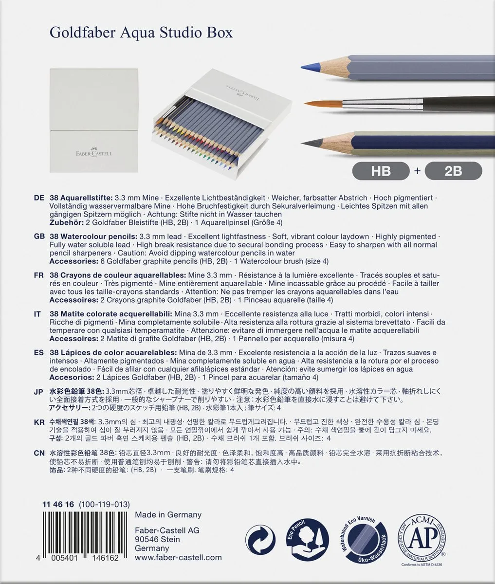 Faber-Castell Goldfaber Aquarelpotloden 38 Stuks - Studiobox