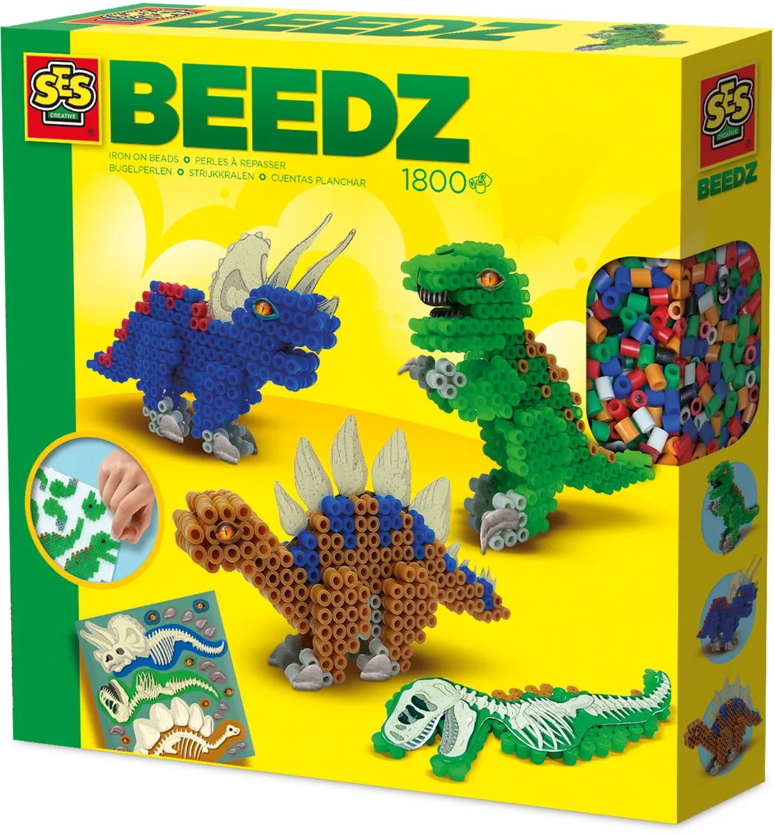 SES Creative Beedz Dinos Strijkkralen - 1800 Stuks - 6 Kleuren