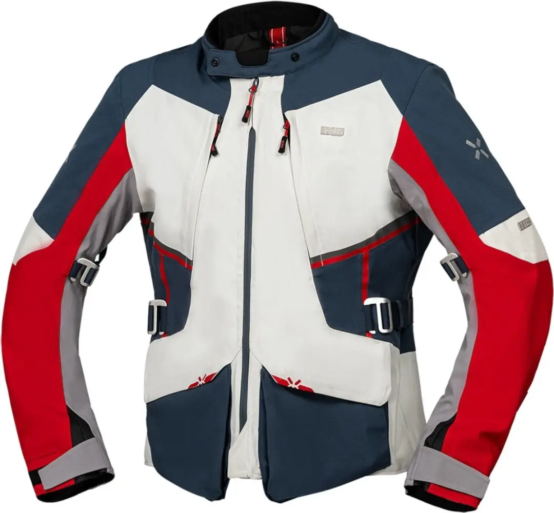IXS Tourster-STX 1.0 Waterdichte Grijs Blauw Rood Textiele Motorjas