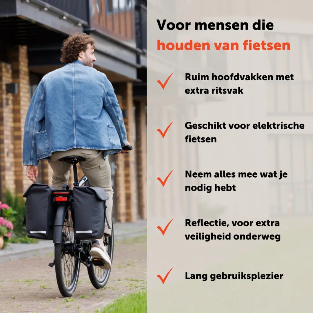 New Looxs Hamar Double Dubbele Fietstas 38L - Antraciet