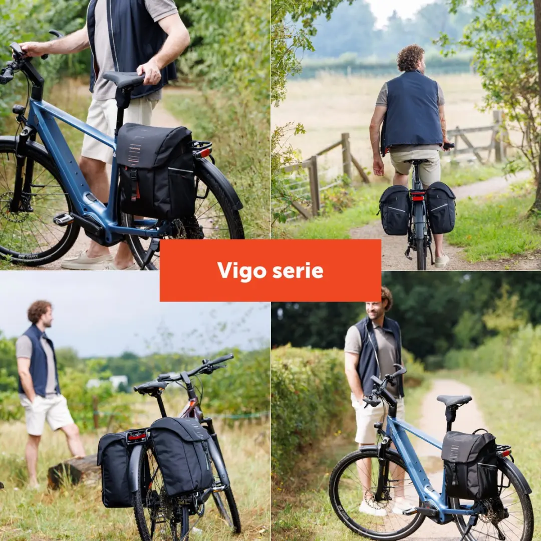 New Looxs Vigo Double MIK 2.0 Dubbele Fietstas 40L - Zwart/Oranje