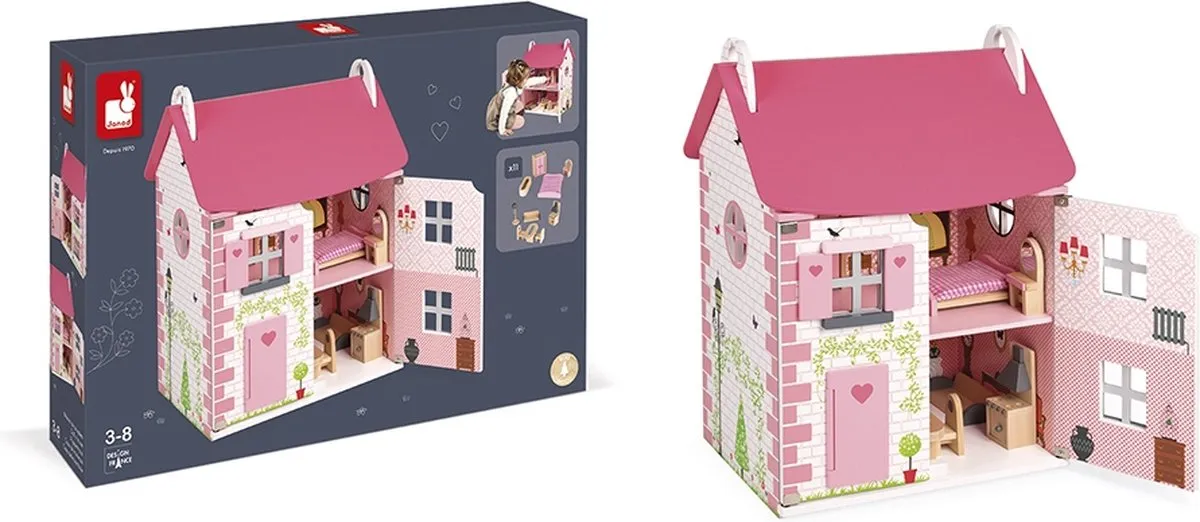Janod Mademoiselle Houten Poppenhuis 3 Verdiepingen