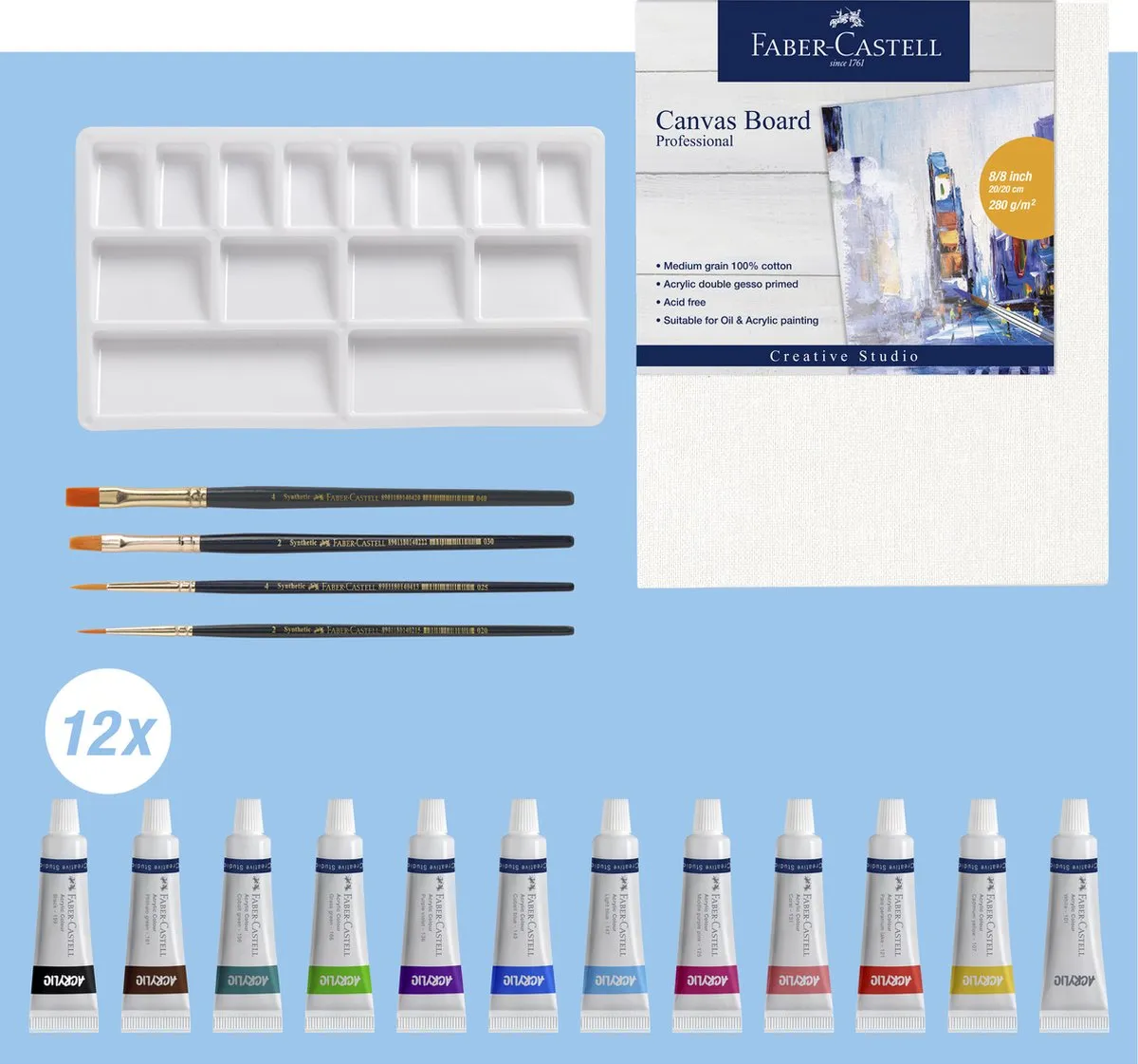 Faber-Castell Acrylverfset FC-379280 - 12 Kleuren 9ml