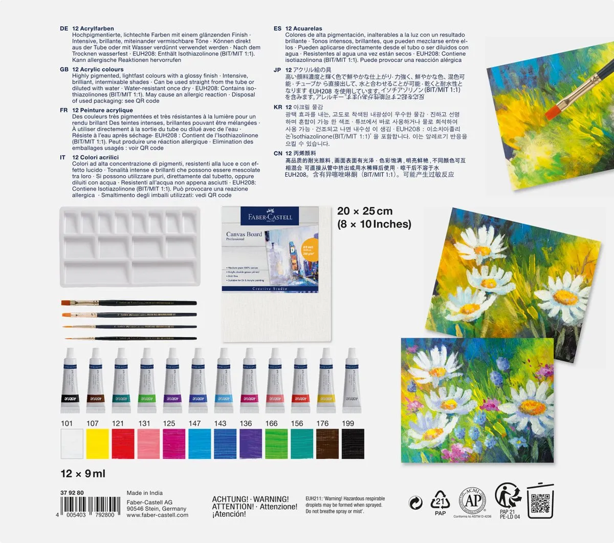 Faber-Castell Acrylverfset FC-379280 - 12 Kleuren 9ml