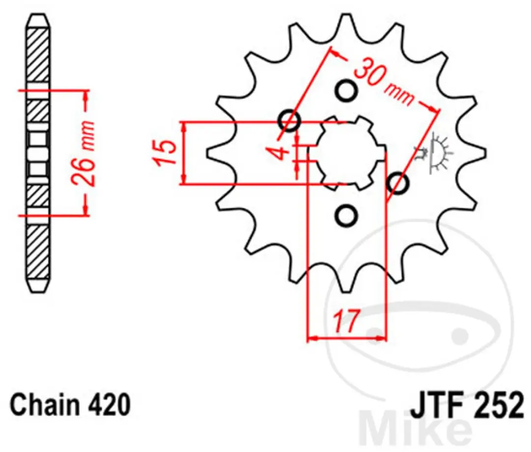 Pignon de sortie de boite 13 dents 420 pour moto Honda 50 MTX 1983-1985 JTF252.1
