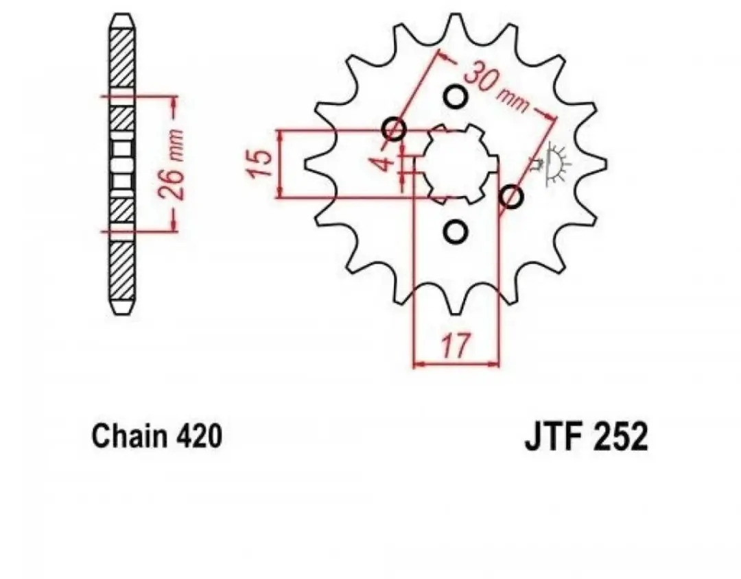 JT Sprockets JTF252.13 Kettingring 13 tanden 420 - Grijs - afbeelding 6 van 6