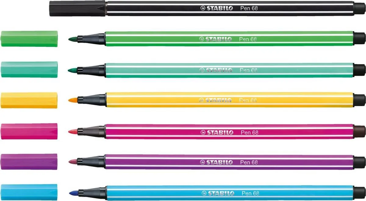STABILO Pen 68 Viltstiften - 24 Stuks Meerkleurig