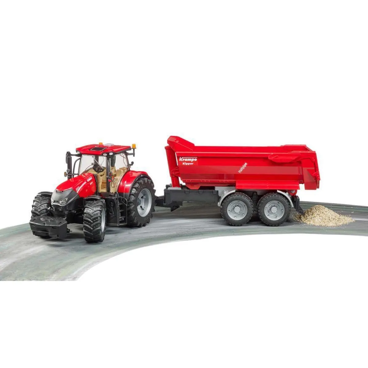 Bruder Case IH Optum 300 CVX Tractor met aanhangwagen 1:16 - Rood