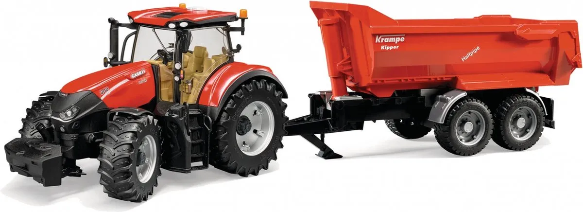Bruder Case IH Optum 300 CVX Tractor met aanhangwagen 1:16
