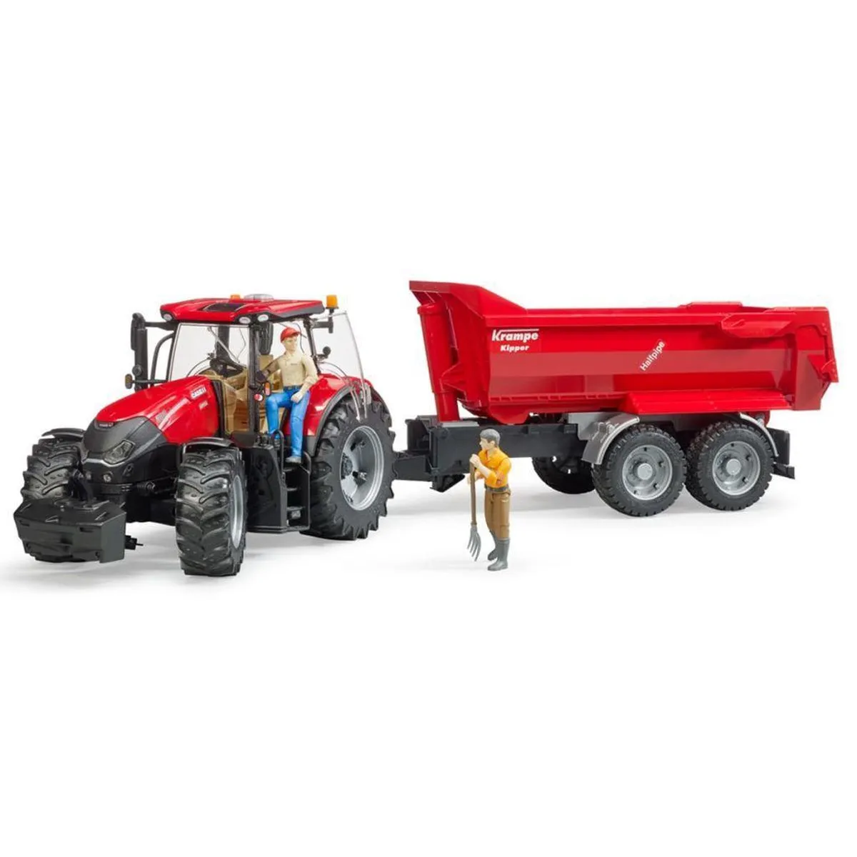 Bruder Case IH Optum 300 CVX Tractor met aanhangwagen 1:16 - Rood
