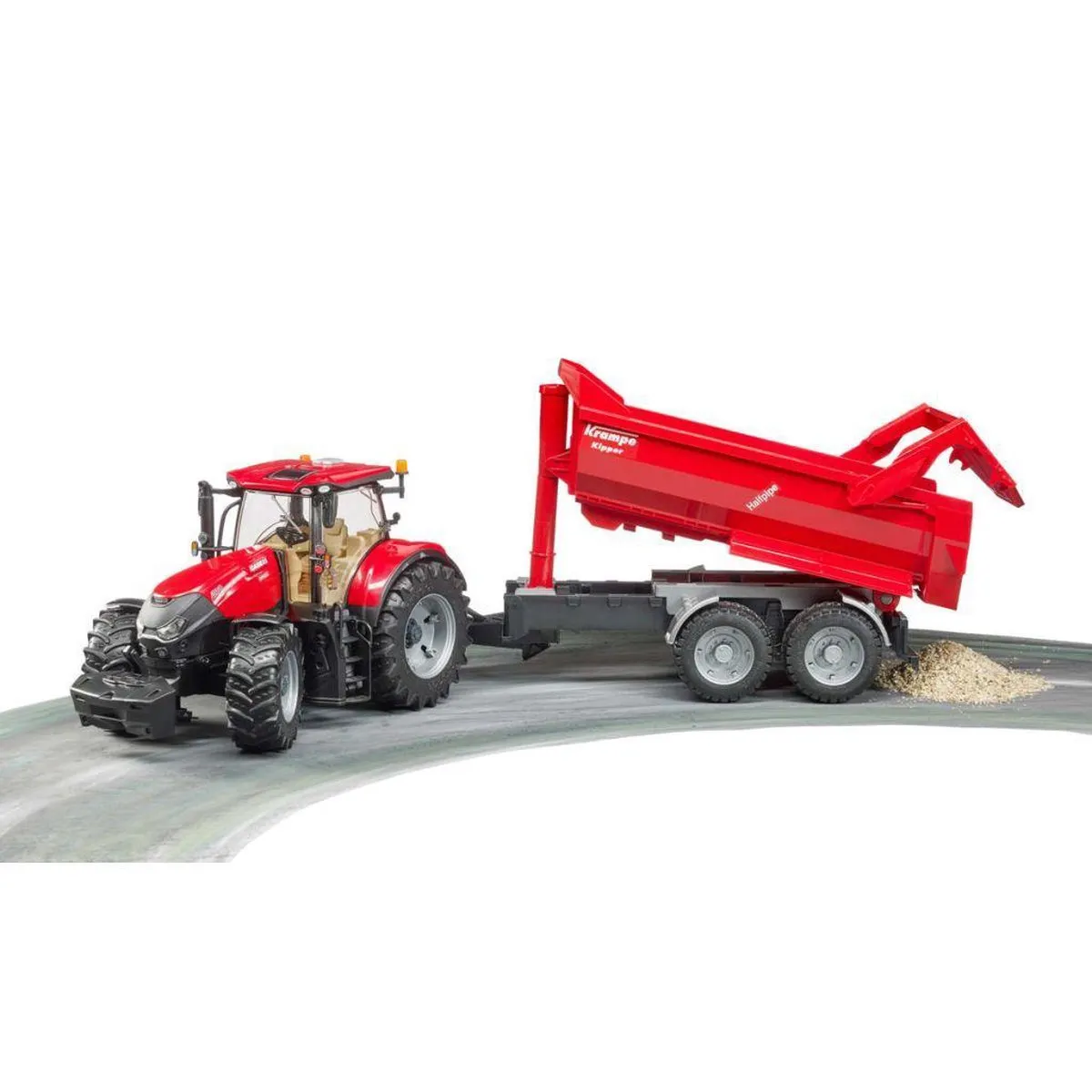 Bruder Case IH Optum 300 CVX Tractor met aanhangwagen 1:16 - Rood