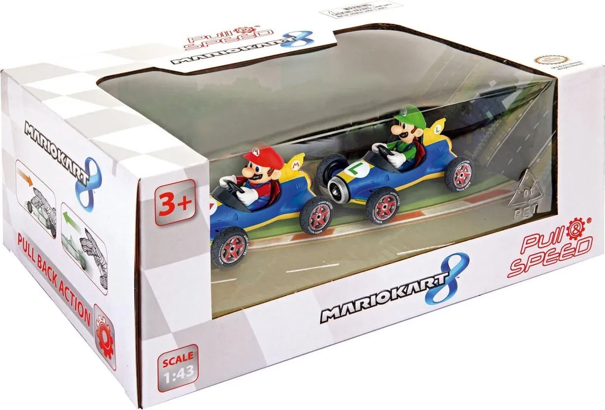 Carrera Mario Kart Mach8 Twinpack Speelgoedauto 1:43 - Multi