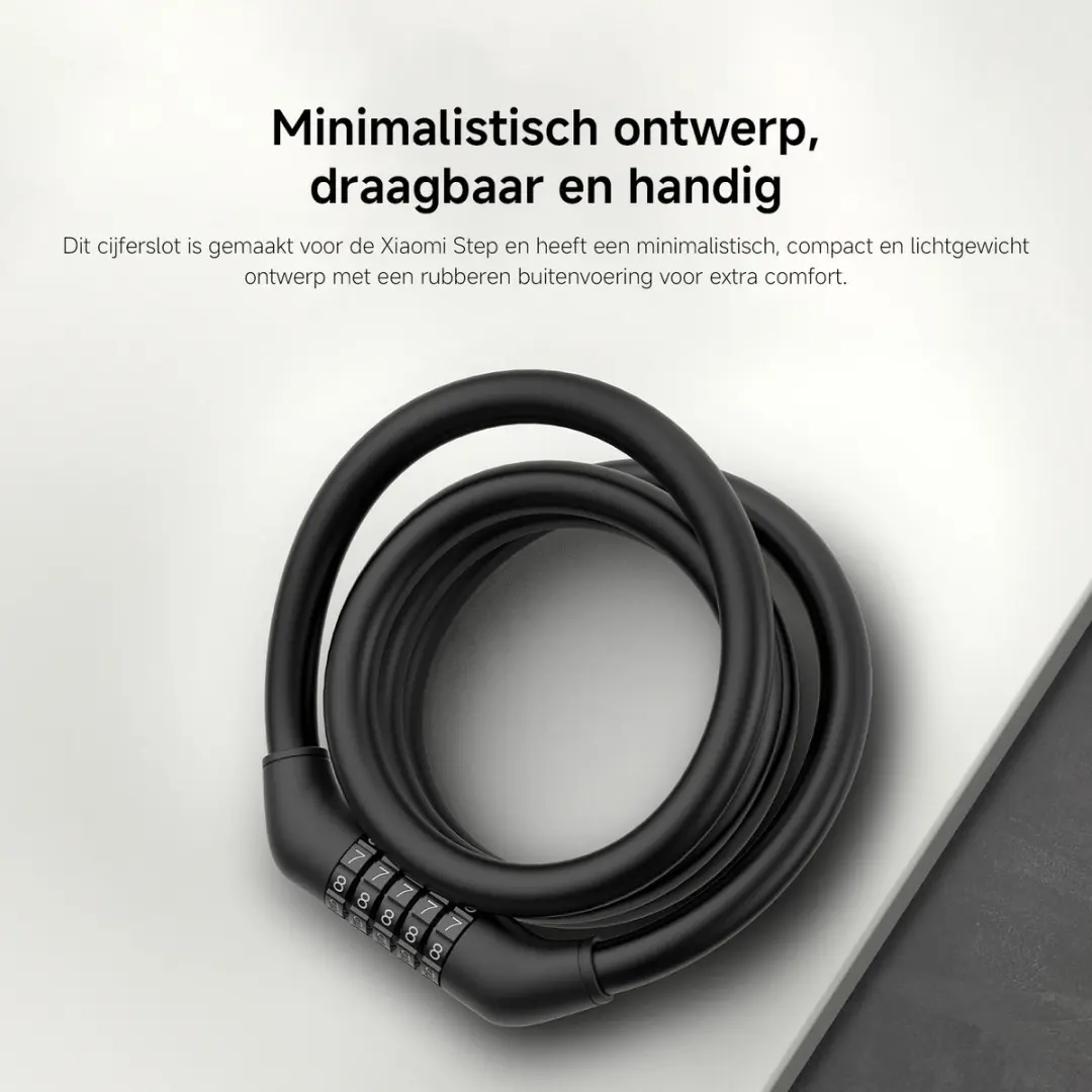 Xiaomi Cijfercombinatie Kabelslot - Flexibele staalkabel - Zwart - afbeelding 2 van 6