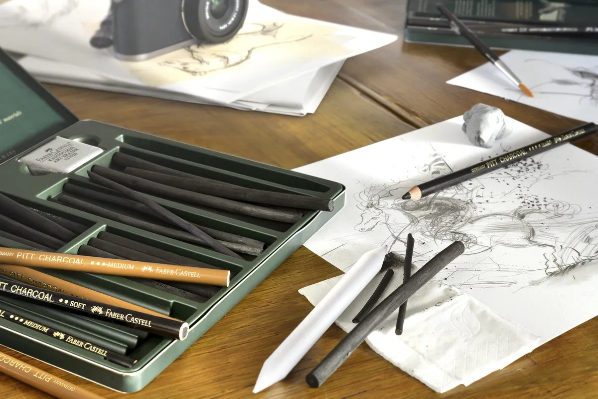Faber-Castell Pitt Monochrome Houtskool 12 Stuks