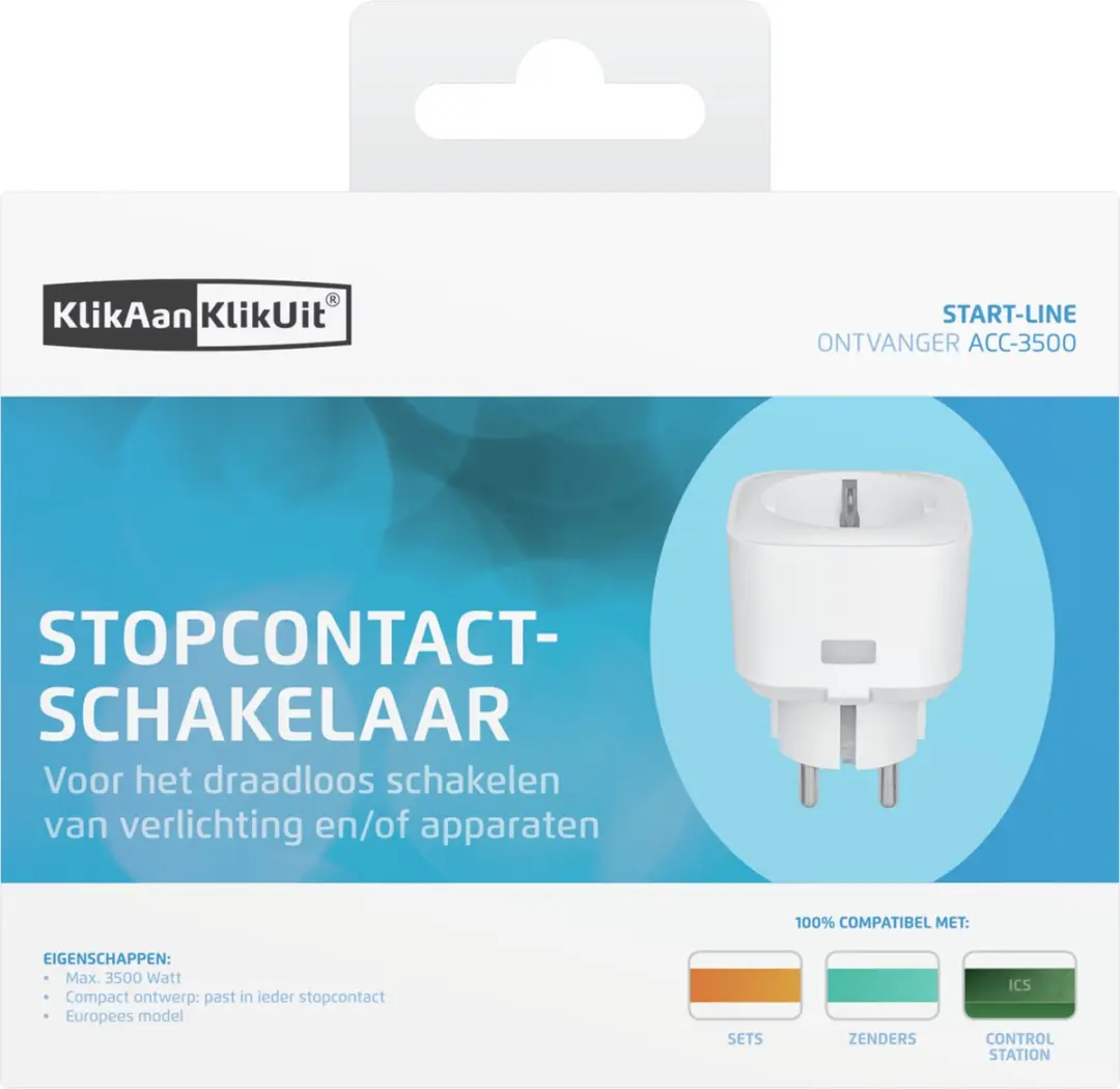 KlikAanKlikUit ACC-3500 NL Compacte Draadloze Schakelaar - Wit