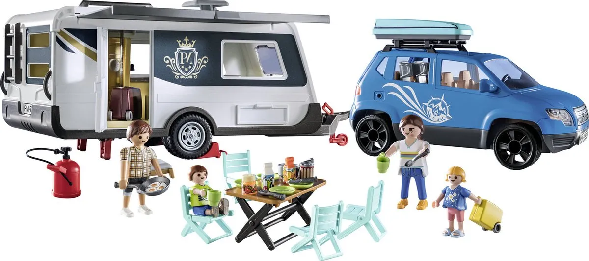 Playmobil Family Fun Caravan met auto 71423 - Meerkleurig