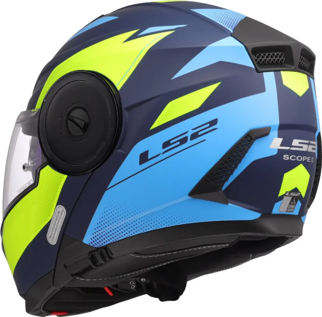 LS2 FF902 Scope II Systeemhelm - Blauw/Fluor Geel - Maat XS