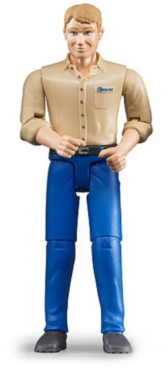 Bruder Man Blauw Beige - Beweegbaar Speelgoedpoppetje 60006