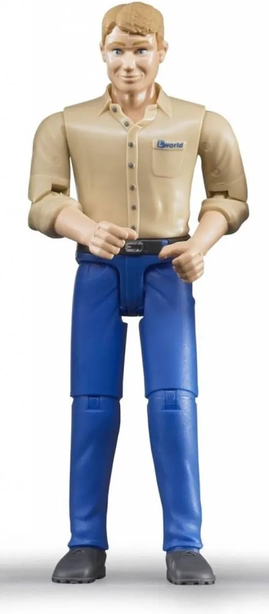 Bruder Man Blauw Beige - Beweegbaar Speelgoedpoppetje 60006