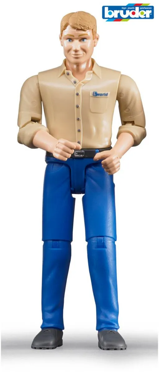 Bruder Man Blauw Beige - Beweegbaar Speelgoedpoppetje 60006
