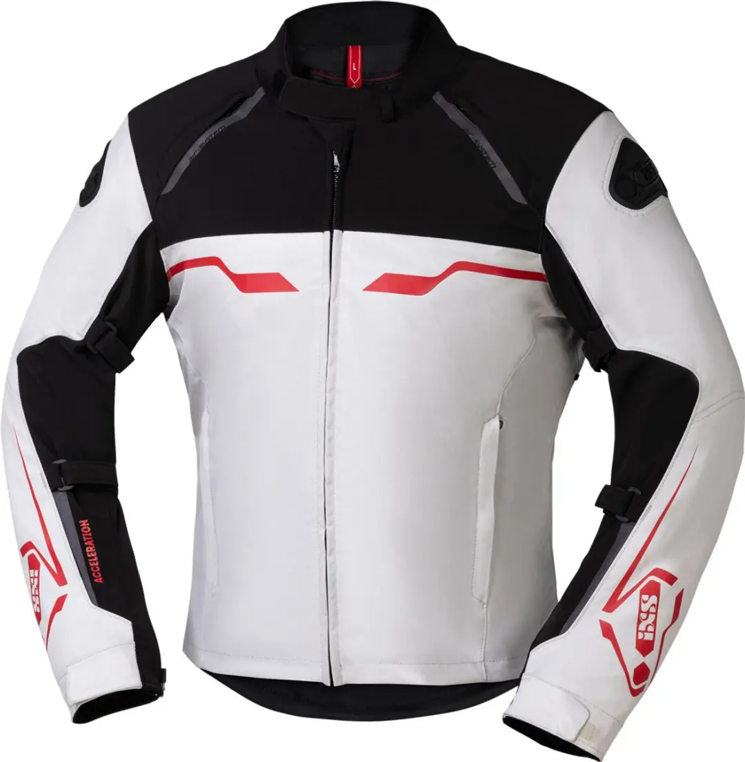 IXS Hexalon-ST Waterdichte Wit Rood Zwart Textiele Motorjas