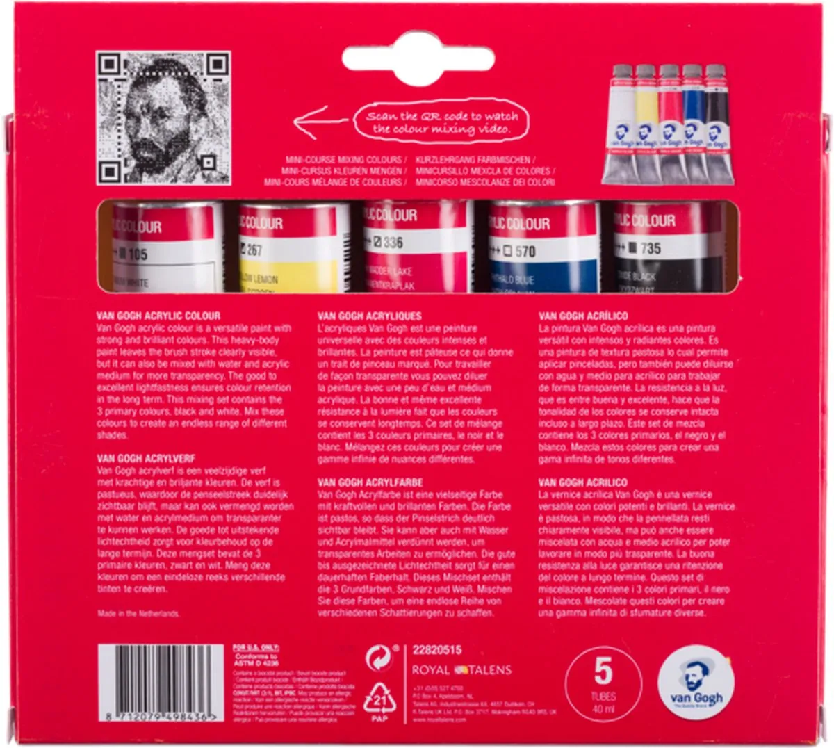 BRUYNZEEL Van Gogh Acrylverf Primaire Mengset - 200ml