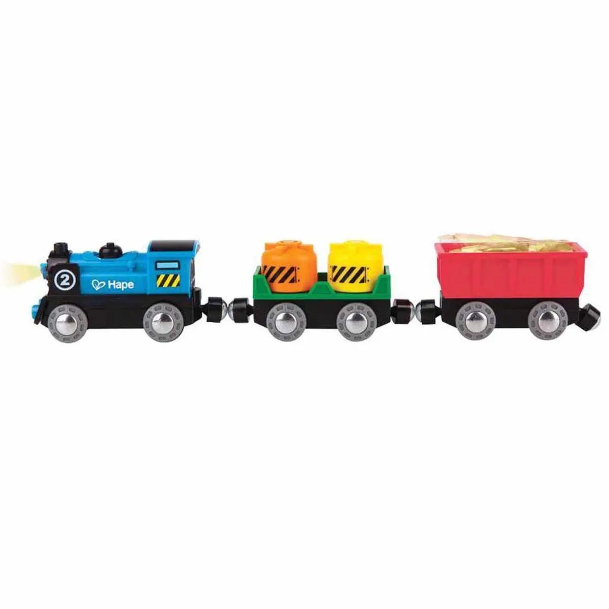Hape Treinset met bewegende cargo AAA - 2x batterijen nodig