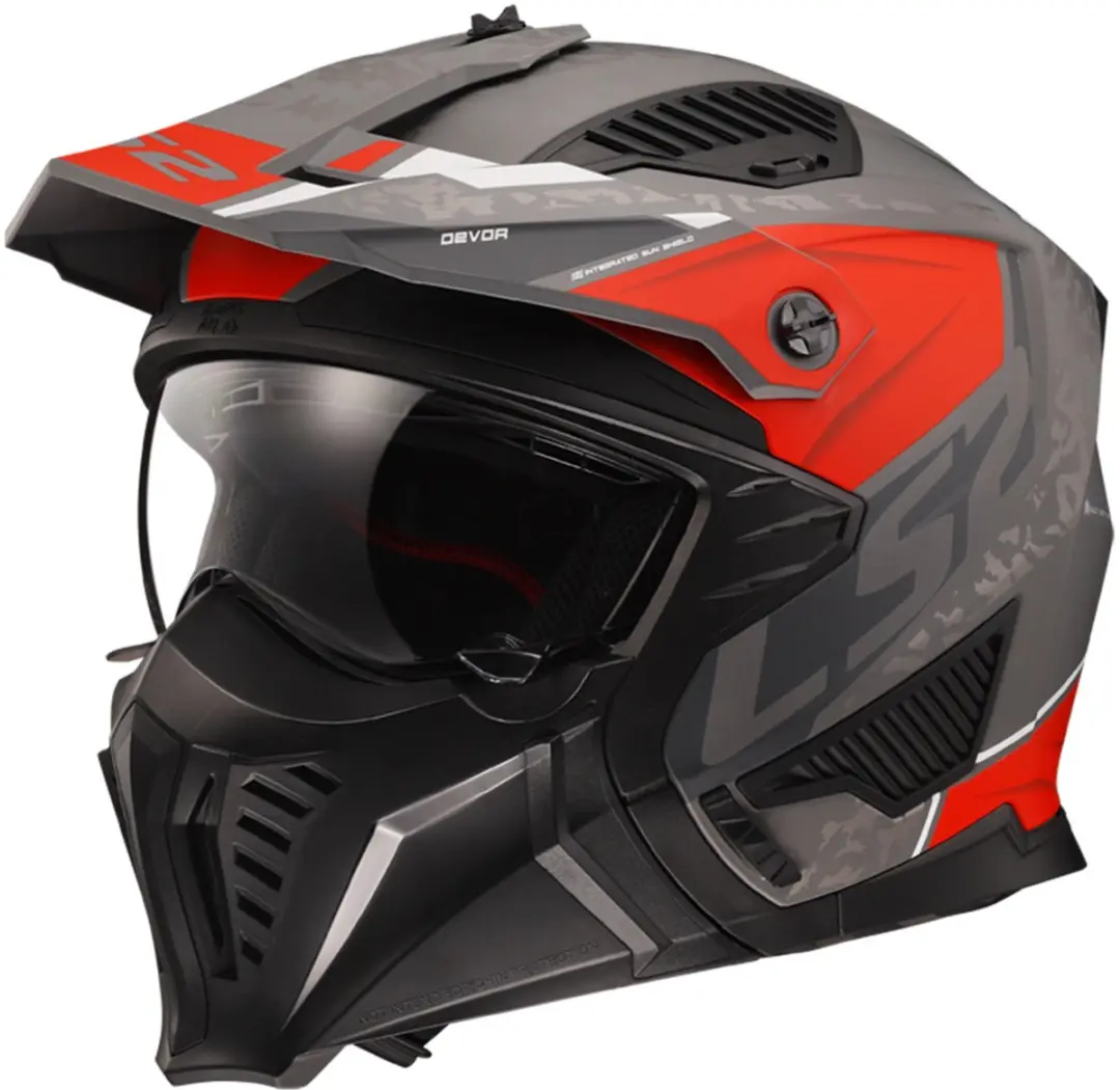 LS2 OF606 Drifter Devor Matt Silver Titanium Red 06 Multi Helmet