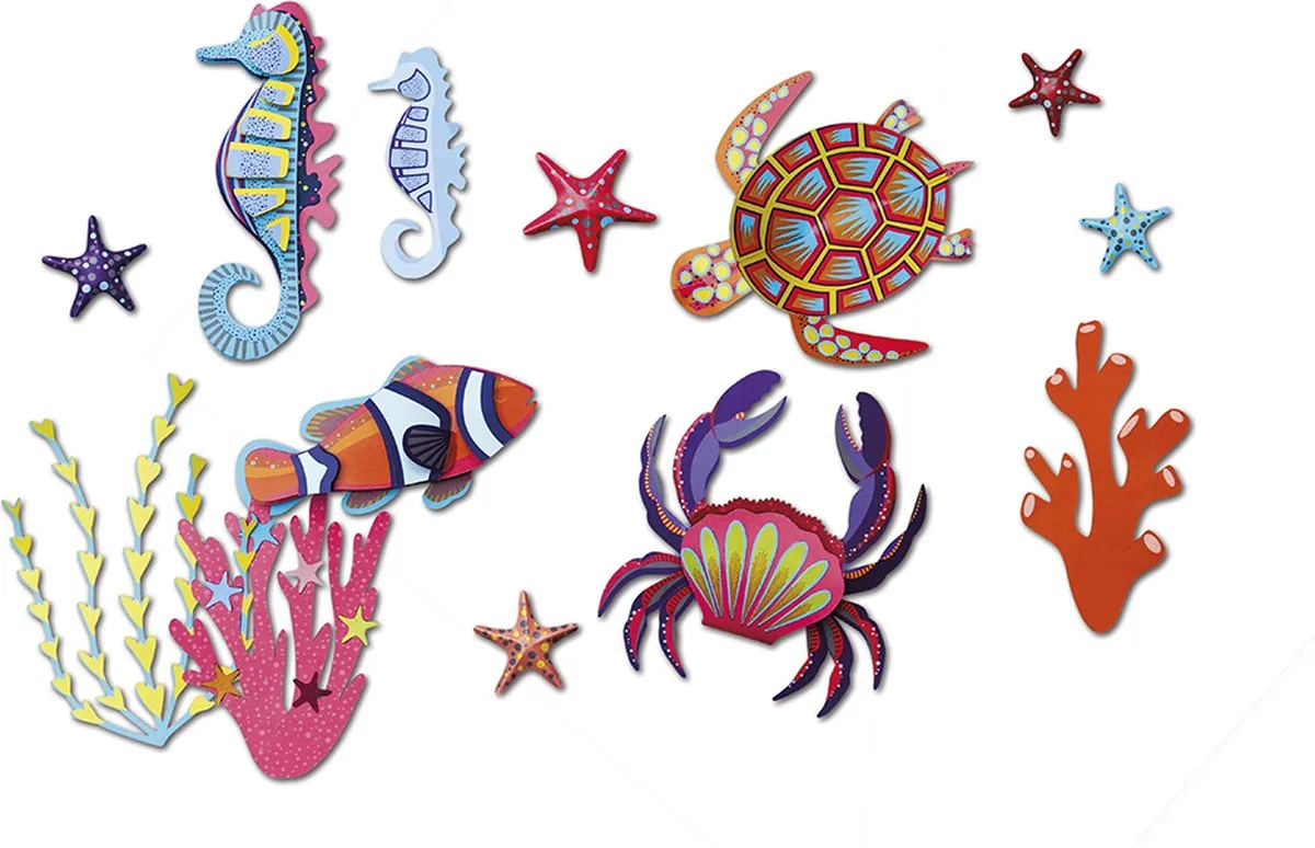 Janod 3D Zeedieren Knutselset - 4 Modellen - Multikleur