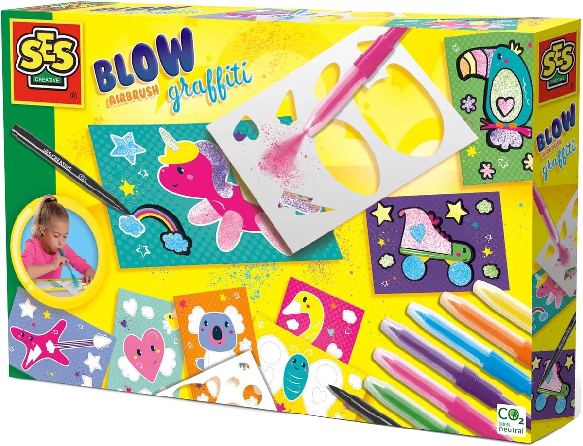 SES Creative Blow Airbrush Graffiti Knutselset - 6 Pennen
