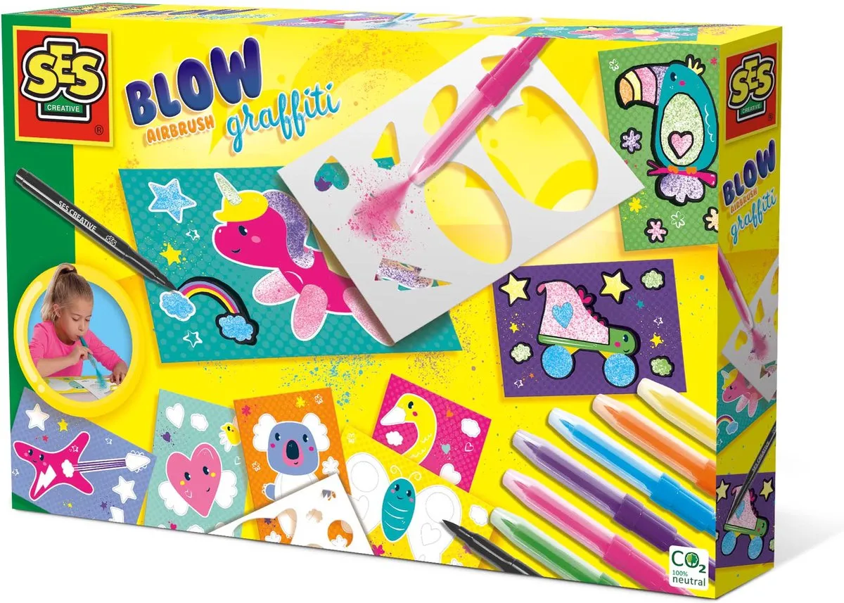SES Creative Blow Airbrush Graffiti Knutselset - 6 Pennen