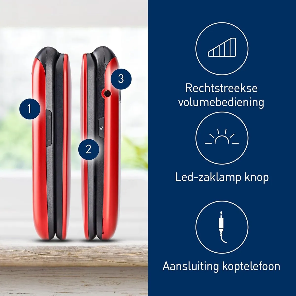 Panasonic Klaptelefoon Senioren - Rood