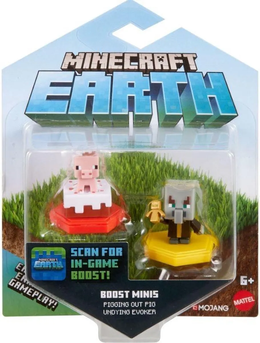 Mattel Minecraft Boost Mini Figure 2-Pack - Pigging out Pig & Undying Evoker
