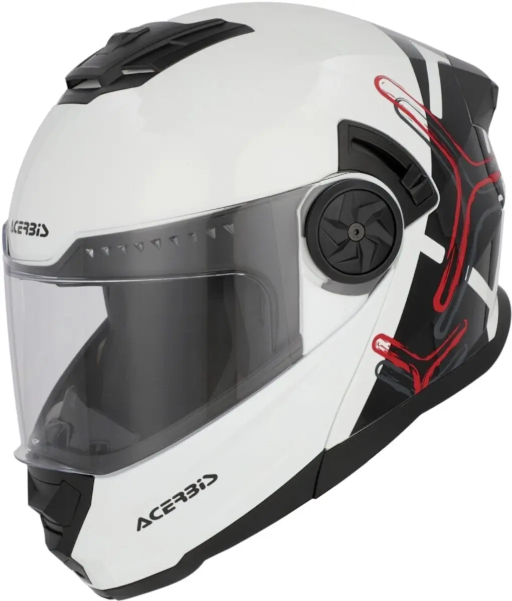 Acerbis Rider Graphic Wit Zwart Systeemhelm