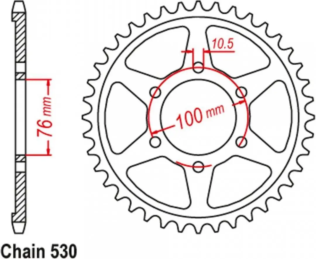 JT Tandwielen ring voor Suzuki 1200 GSX Inazuma 1999-2001 JTR816.45 / 45dts P530