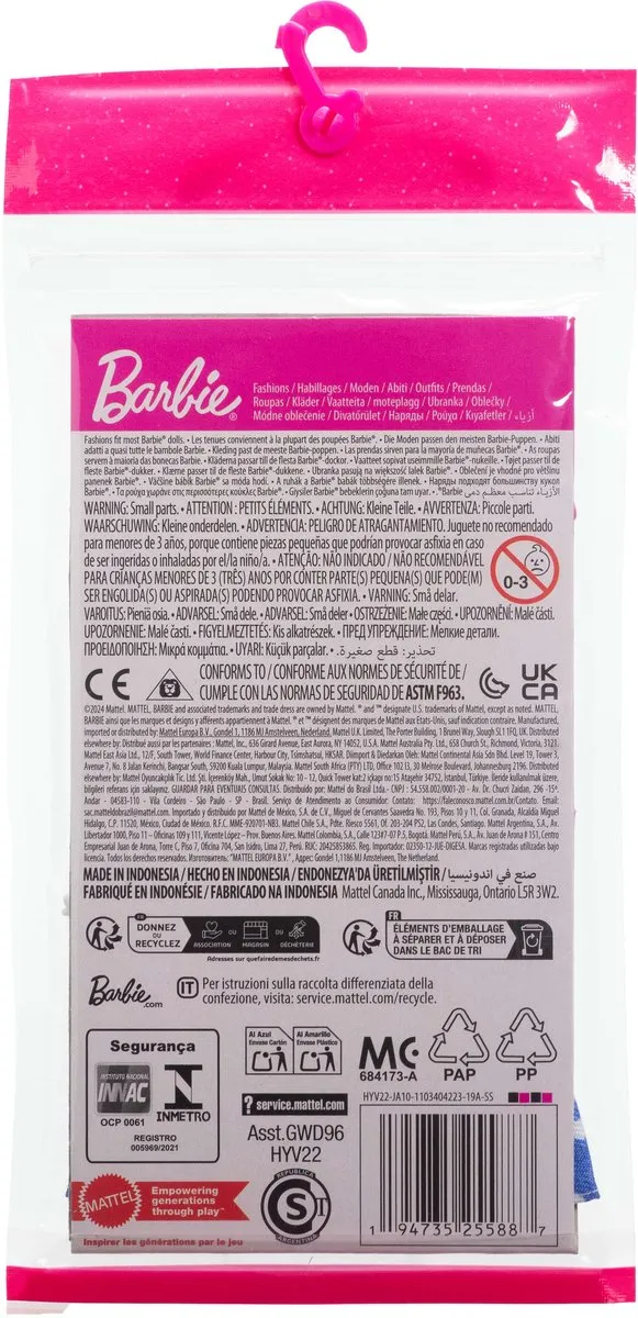 Barbie HYV22 Outfit - Blauwe jurk met witte laarzen & zonnebril