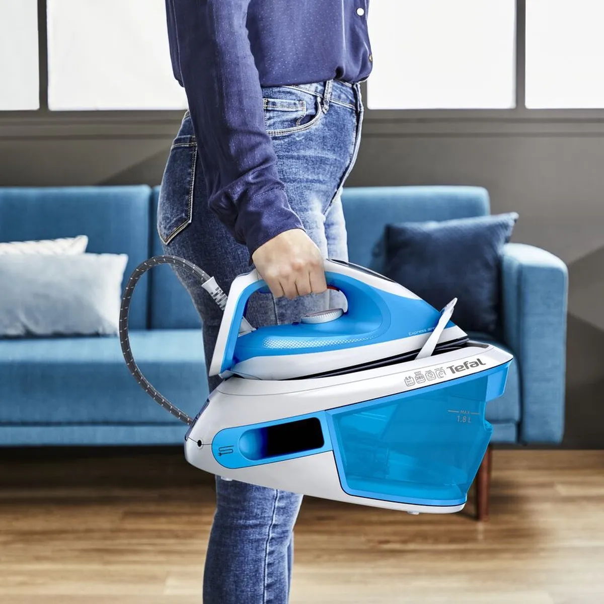 Tefal Express Airglide SV8002 Stoomgenerator - 2800W - 1800ml - Blauw/Wit