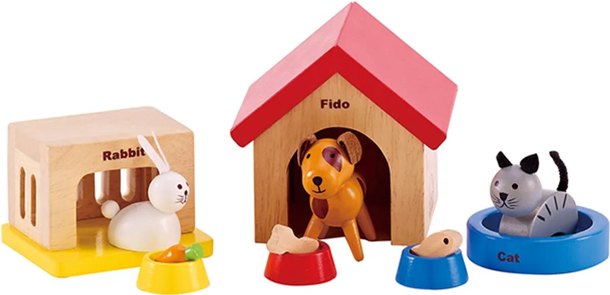 Hape Huisdieren Poppenhuis - 3 Meubels & 3 Poppen - Veelkleurig - afbeelding 7 van 9