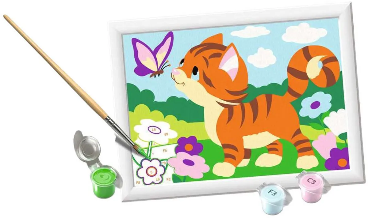 Ravensburger CreArt Cat with Butterfly Schilderen op Nummer - Meerkleurig