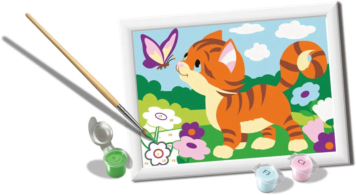 Ravensburger CreArt Cat with Butterfly Schilderen op Nummer - Meerkleurig