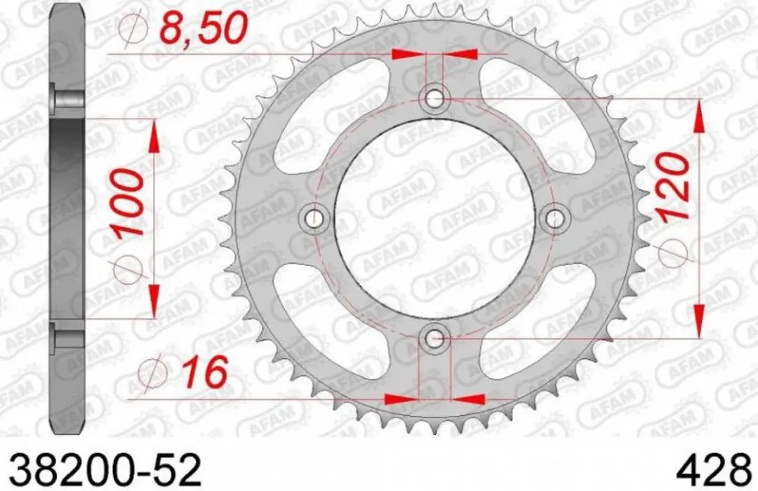 Couronne de transmission Afam pour Moto Beta 50 RR enduro 2006 à 2017 Neuf