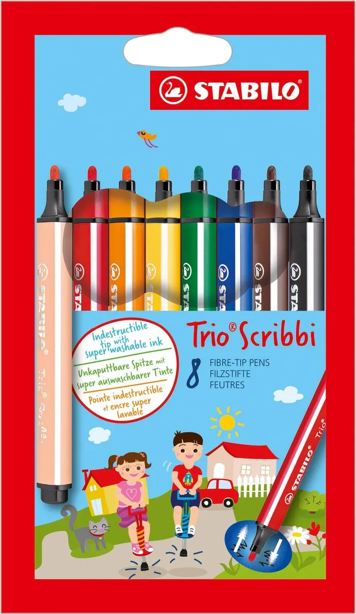 STABILO Trio Scribbi Viltstiften - 8 Kleuren