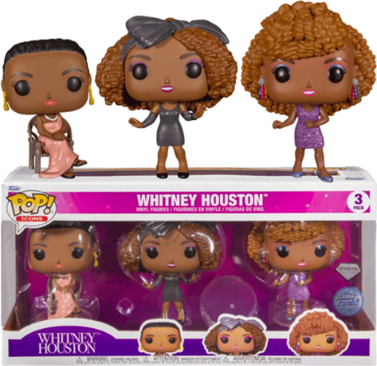 Funko Pop Icons Whitney Houston 3-Pack - Multi